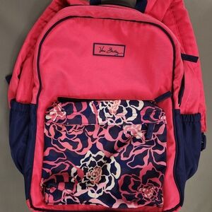 Vera Bradley Pink and Navy Backpack